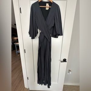 Dark blue/grey Free People wrap maxi dress with cutout in back
